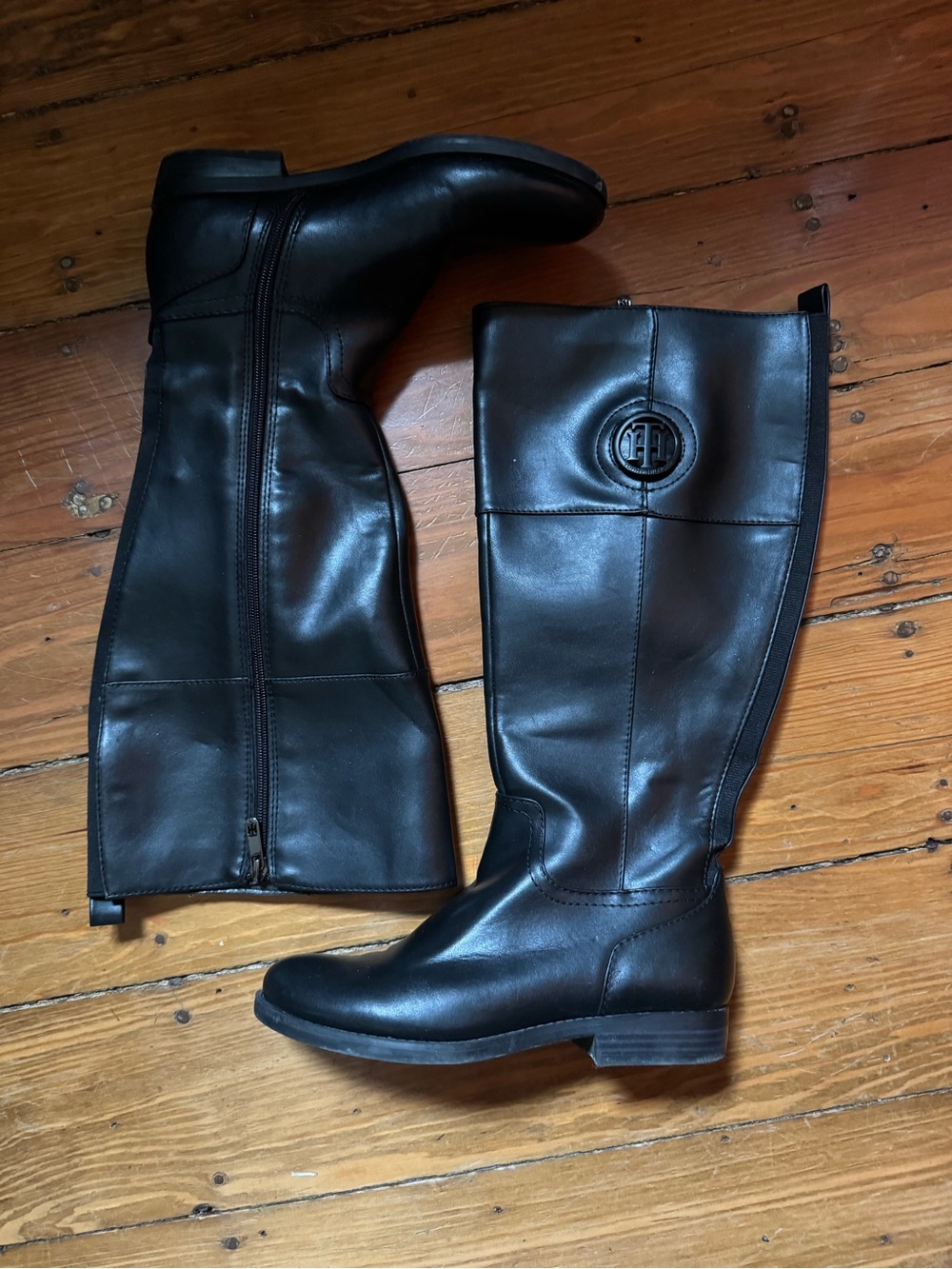 Tommy Hilfiger Women's Black Sensora Wide Calf Riding Boots Size 6.5